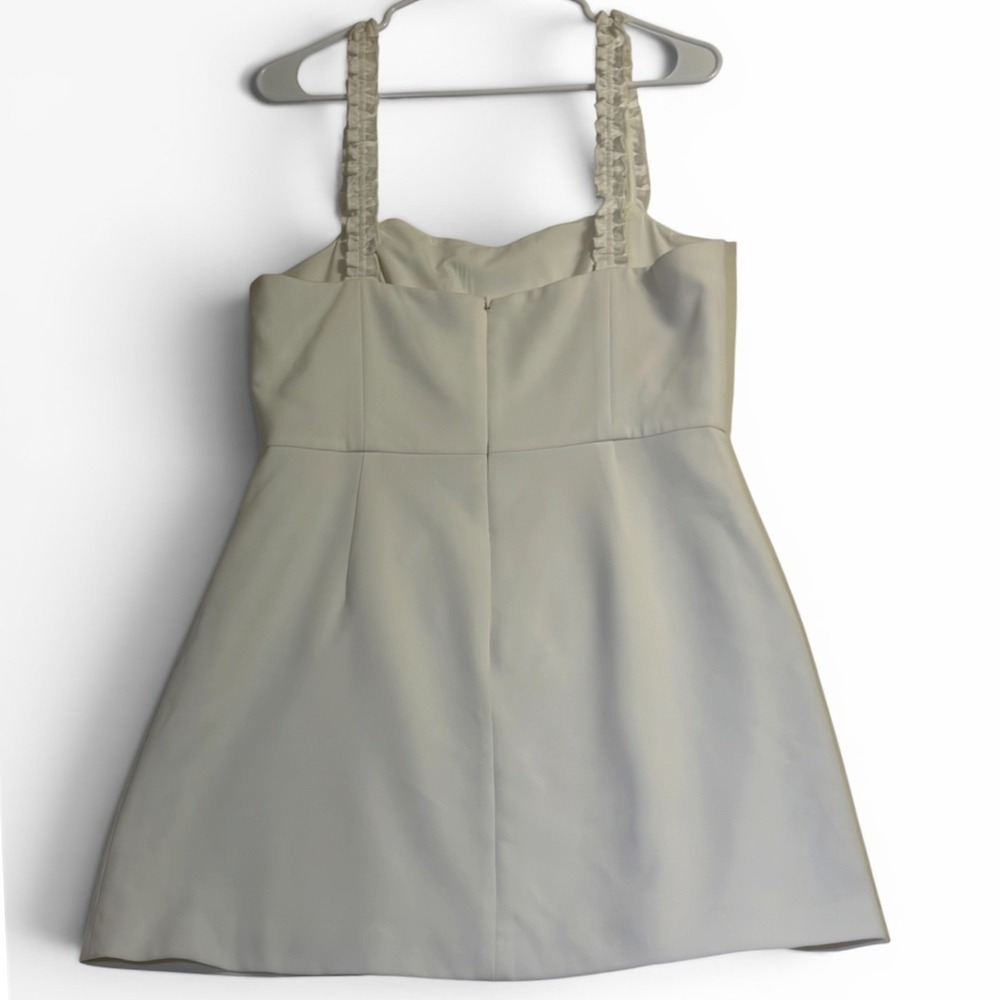 French‎ Connection Mini Dress 10 White Womens Ruffle Strap Fit Flare Good *READ*